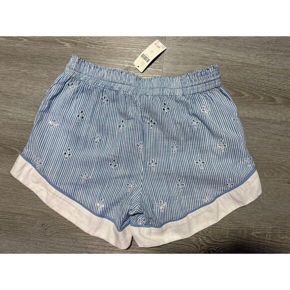 by Anthropologie The Bijou Shorts Blue White Striped Eyelet Women's XS EUC - Picture 2 of 5